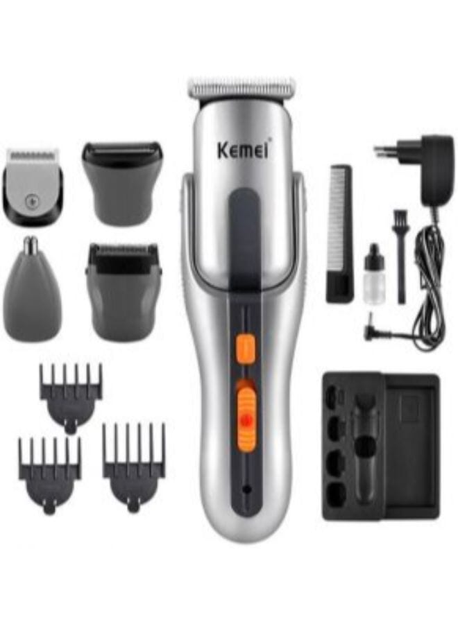 Kemei 8-In-1 Body Groom Shaver Kit KM-680A For Men Silver  - Image 1