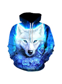 Lucky Wolf Printed Hoodie Blue/White/Black  - Image 1