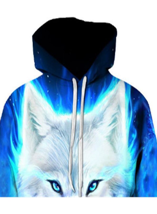 Lucky - Wolf Printed Hoodie Blue/White/Black - Image 1