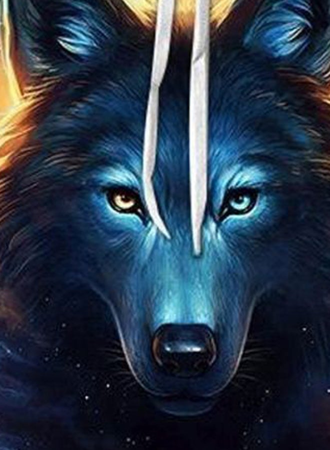 Lucky - Wolf Printed Hoodie Blue/Yellow/Black - Image 1
