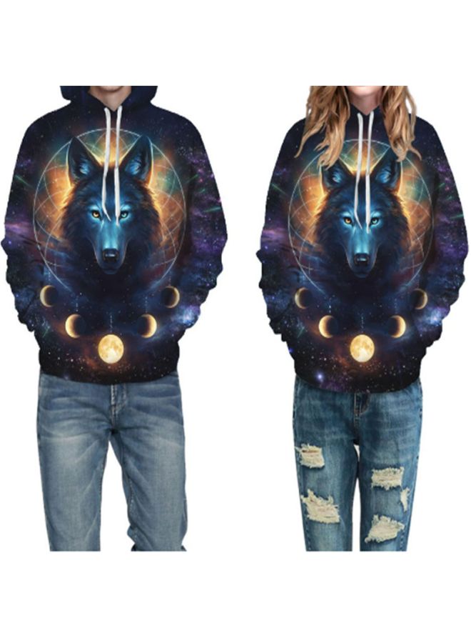 Lucky - Wolf Printed Hoodie Blue/Yellow/Black - Image 1