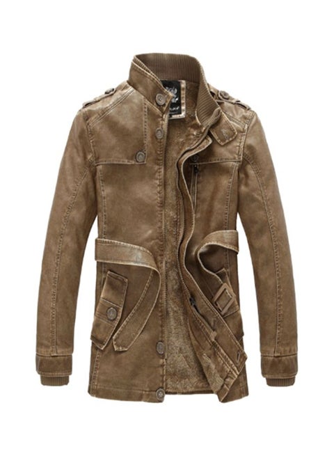 Washed Double Layer Jacket Brown