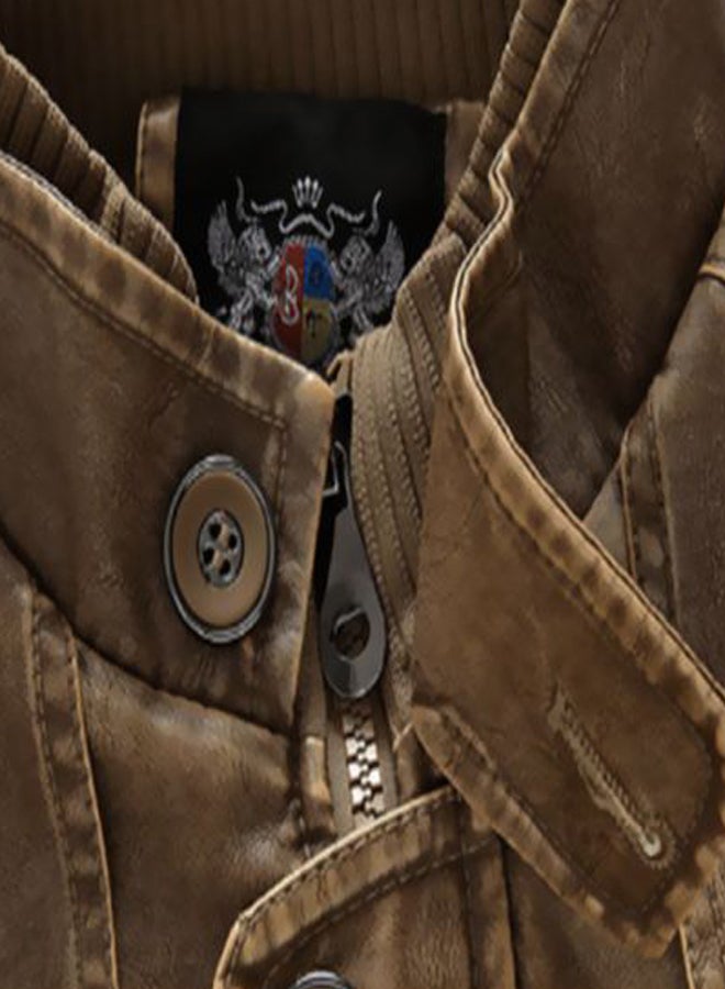 Washed Double Layer Jacket Brown