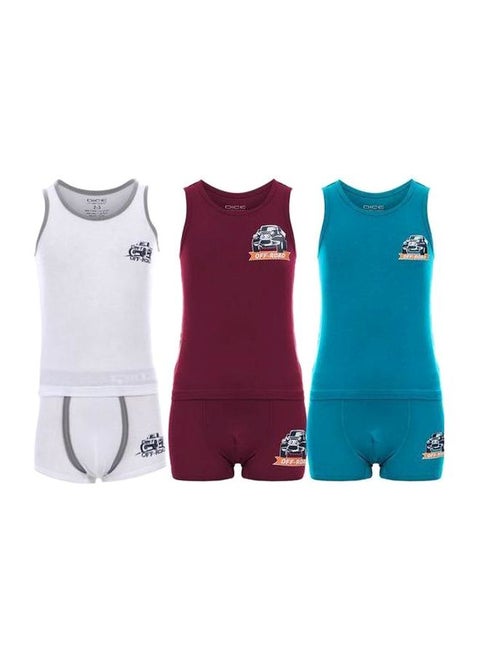 3-Piece Top With Boxer Set Multicolour