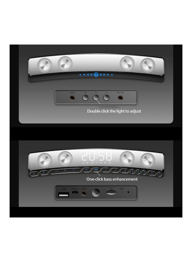 Generic - Portable BT Wireless Speaker Soundbar USB 3D Stereo Subwoofer Multifunctional Home Indoor Sound Machine Computer Loudspeaker V8160W-3-V White - Image 1