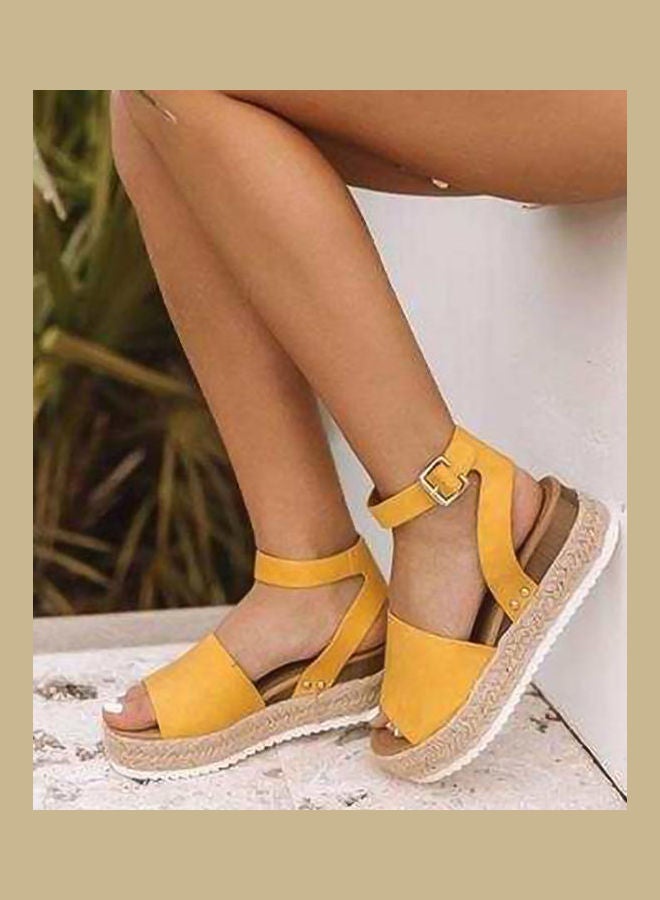 Women Fashion Summer Thick Heel Wedge Sandals Open Toe Fish Mouth Shape Shoes Grey  - Image 2