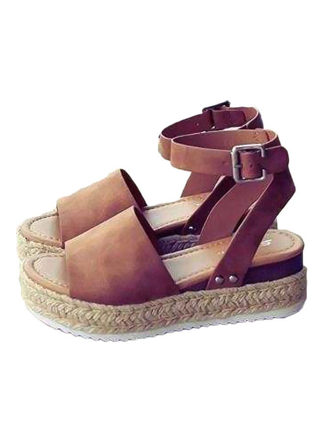 Women Fashion Summer Thick Heel Wedge Sandals Open Toe Fish Mouth Shape Shoes Grey  - Image 5