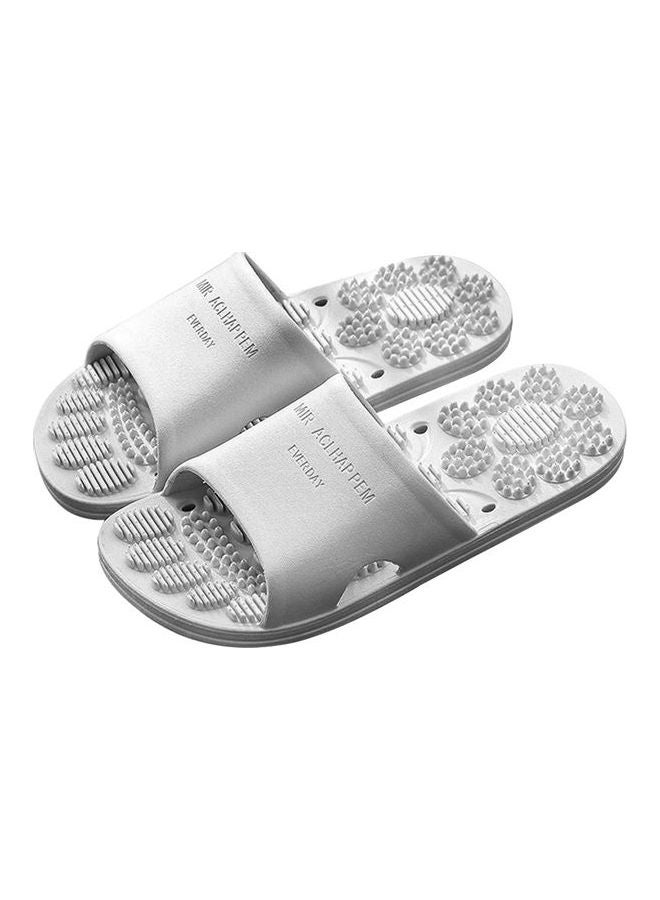 Solid Color PVC Massage Summer Anti-skid Slippers Bathroom Shower Beach Sandal Grey - Image 1