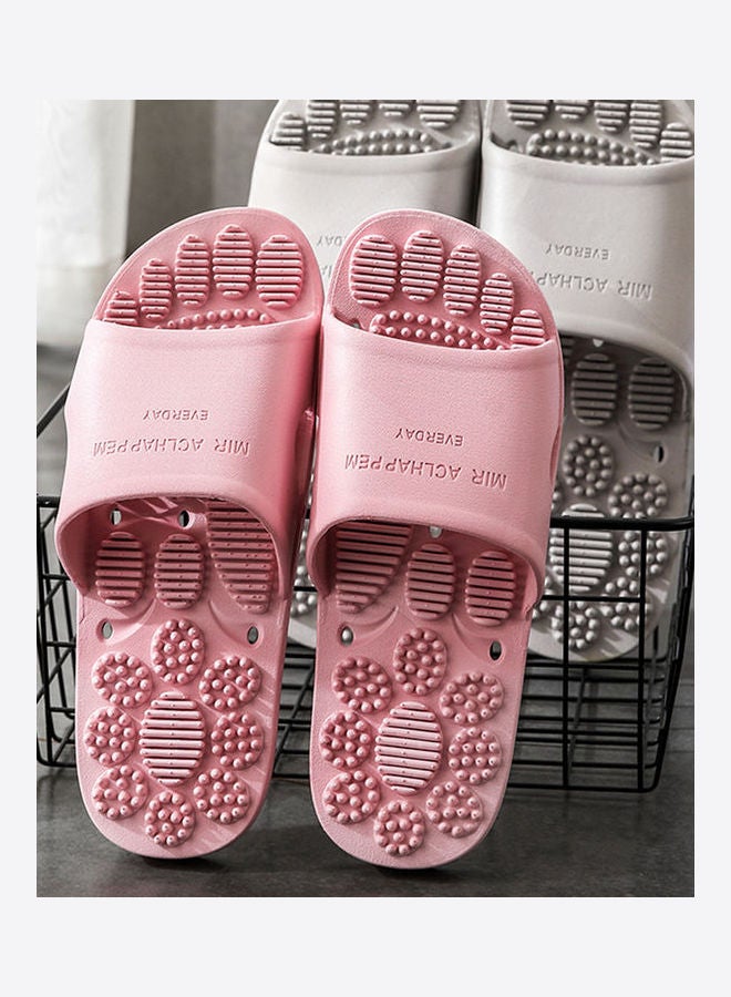 Solid Color PVC Massage Summer Anti-skid Slippers Bathroom Shower Beach Sandal Grey - Image 2