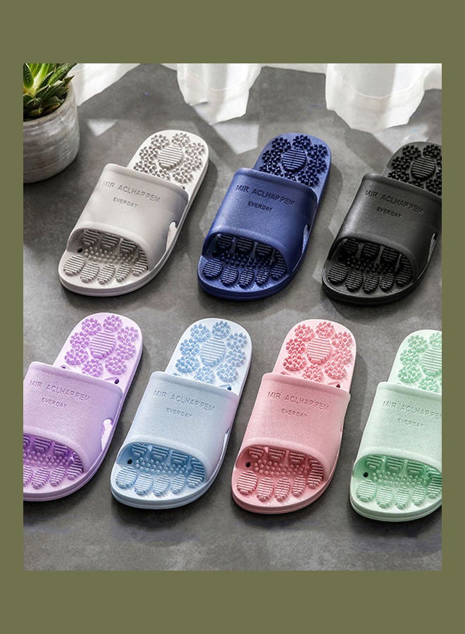 Solid Color PVC Massage Summer Anti-skid Slippers Bathroom Shower Beach Sandal Grey - Image 3