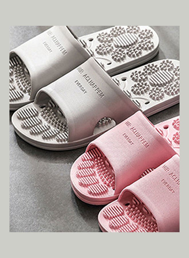 Solid Color PVC Massage Summer Anti-skid Slippers Bathroom Shower Beach Sandal Grey - Image 5