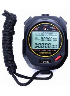 Three Row 60 Track Electronic Stopwatch Timer Multifunctional And Field Running black 7.5x6.2x2.1cm