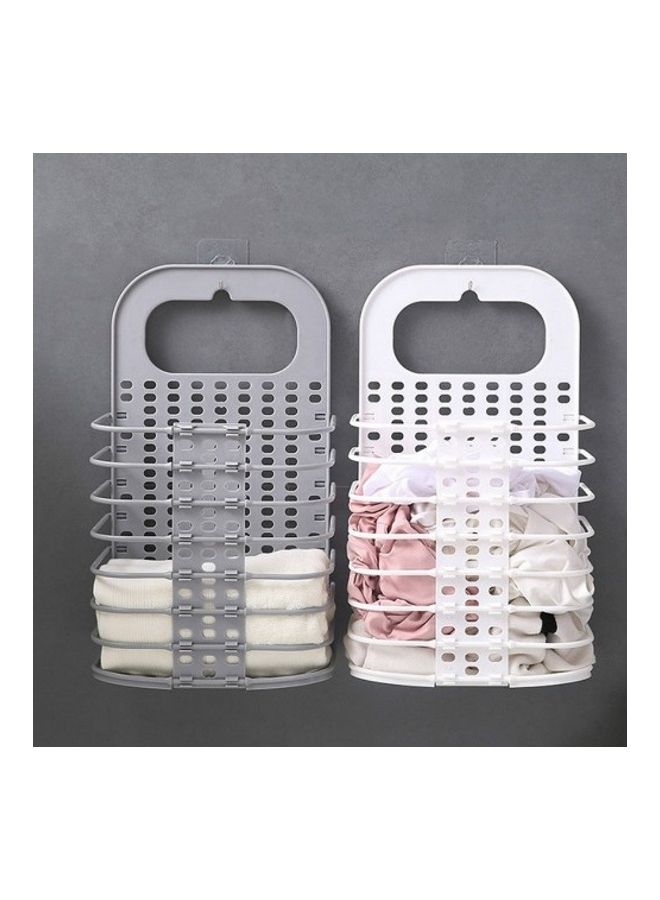 Foldable Wall Hanging Laundry Basket White 50cm - Image 4