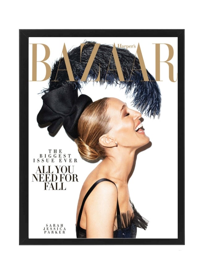 BAZAAR Fashion Magazine Cover Poster With Frame Beige/Black/Gold 30x40cm - v1603380010/N40488523A_1