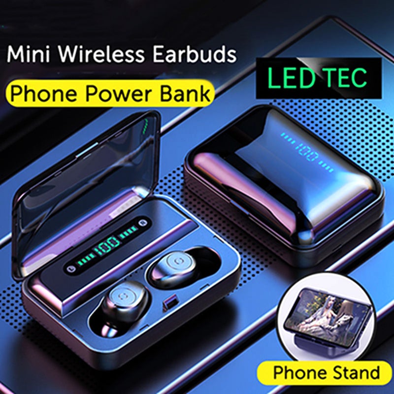 Generic - F9-5 TWS BT 5.0 Wireless Earphones With Mic LED Digital Power Display Black - Image 1