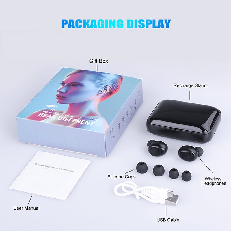 Generic - F9-5 TWS BT 5.0 Wireless Earphones With Mic LED Digital Power Display Black - Image 1