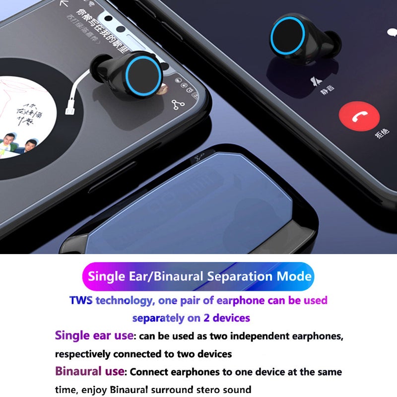 Generic - M11 TWS BT 5.0 Wireless Earphones With 2000mAh Power Bank Black - Image 1