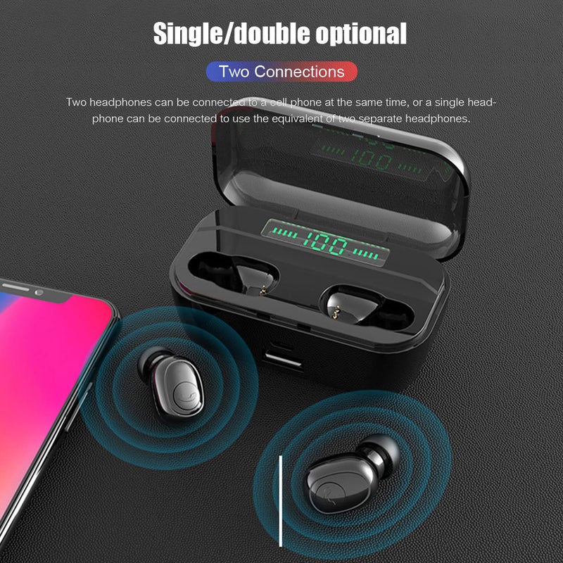 Generic - G6S TWS BT 8D Wireless Mini Earphones With 3500 mAh Power Bank Black - Image 1