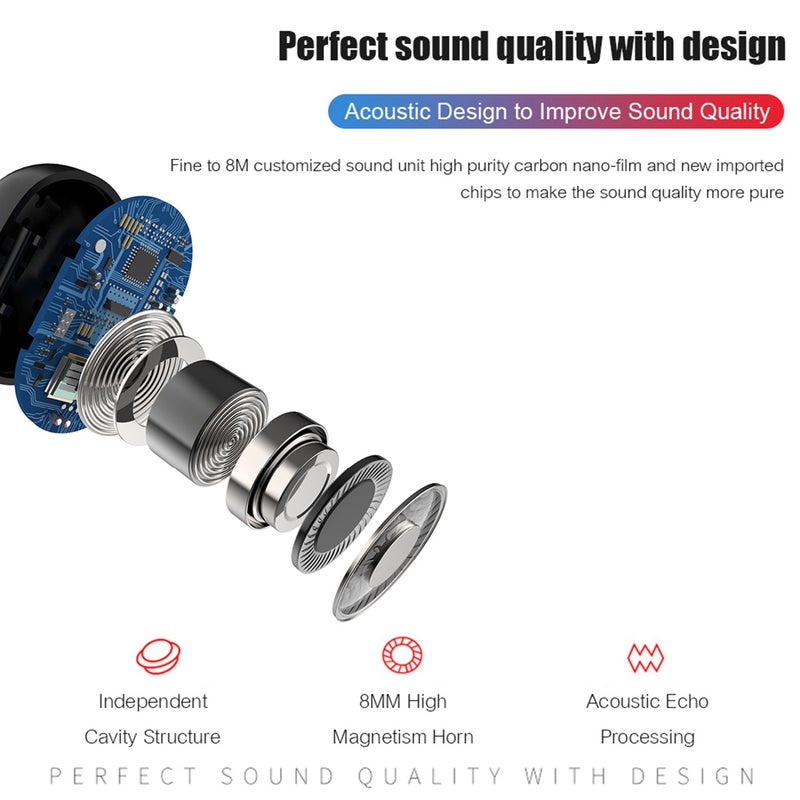 Generic - G6S TWS BT 8D Wireless Mini Earphones With 3500 mAh Power Bank Black - Image 1