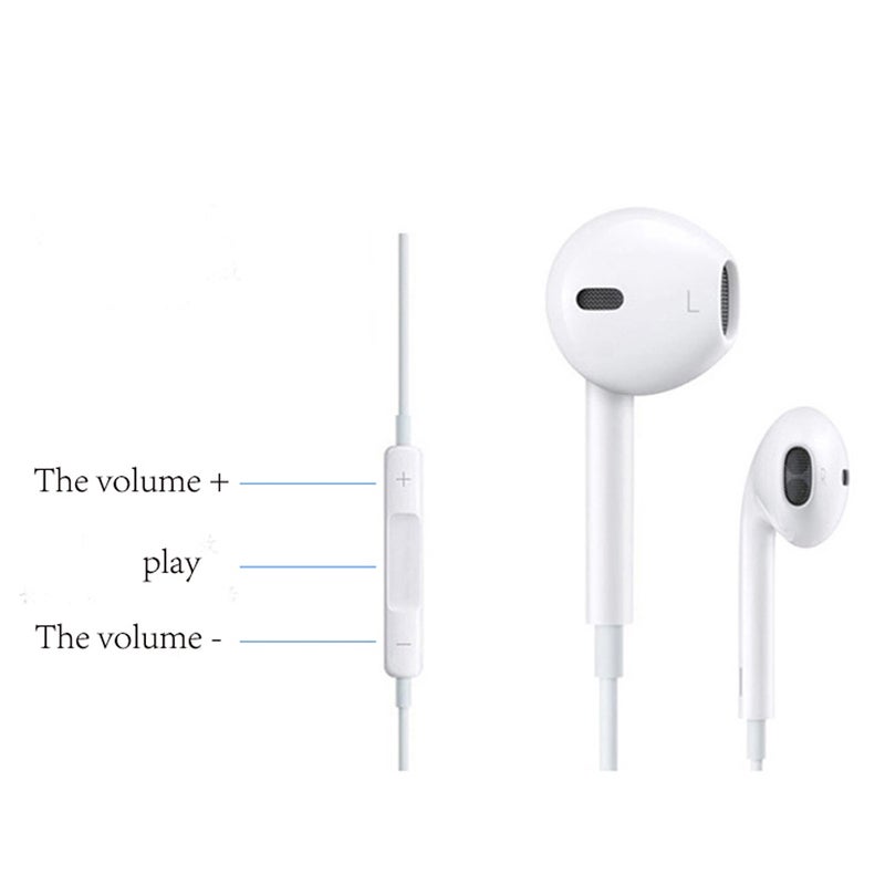 Generic - 3.5mm Earphones With Mic Hands-free In-line For Apple iPhone/6S/6 Plus White - Image 1