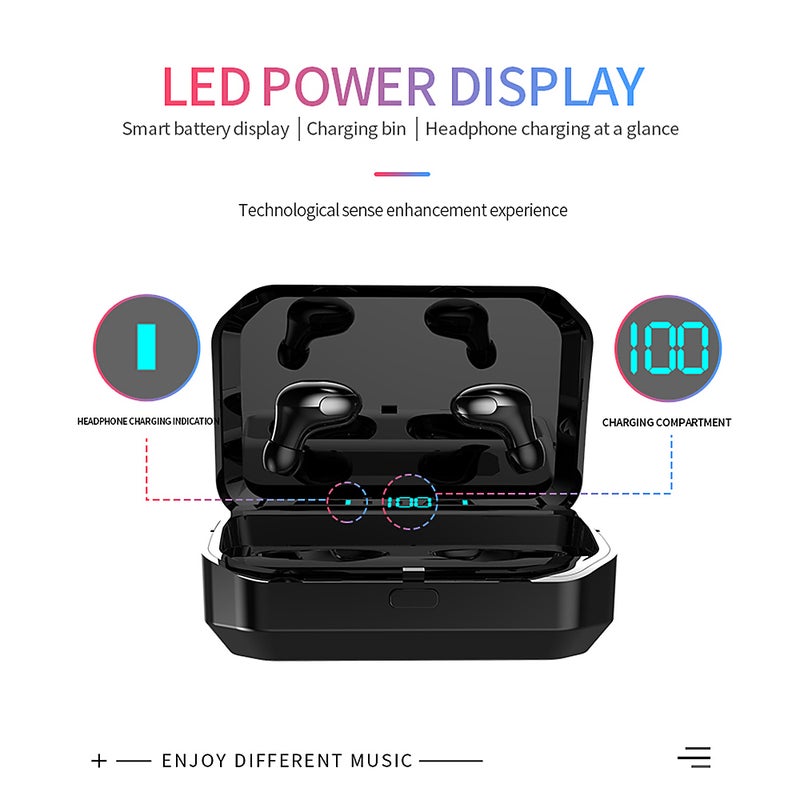 Generic - G12 TWS BT 5.0 Wireless Fingerprint Touch Control Earphones Black - Image 1