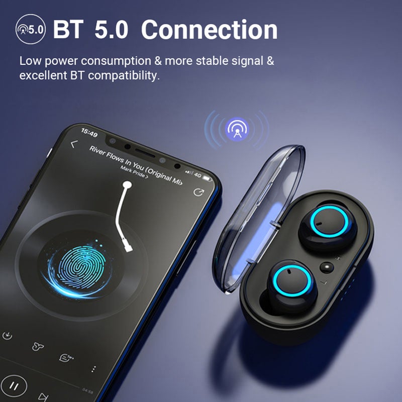 Generic - TWS BT 5.0 Wireless Touch-control Earphones With Microphones Black - Image 1