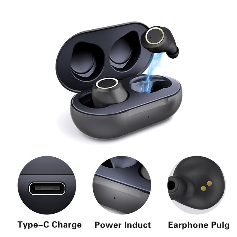 Generic - S03 TWS BT 5.0 Wireless Sports Running Earphones Black - Image 1