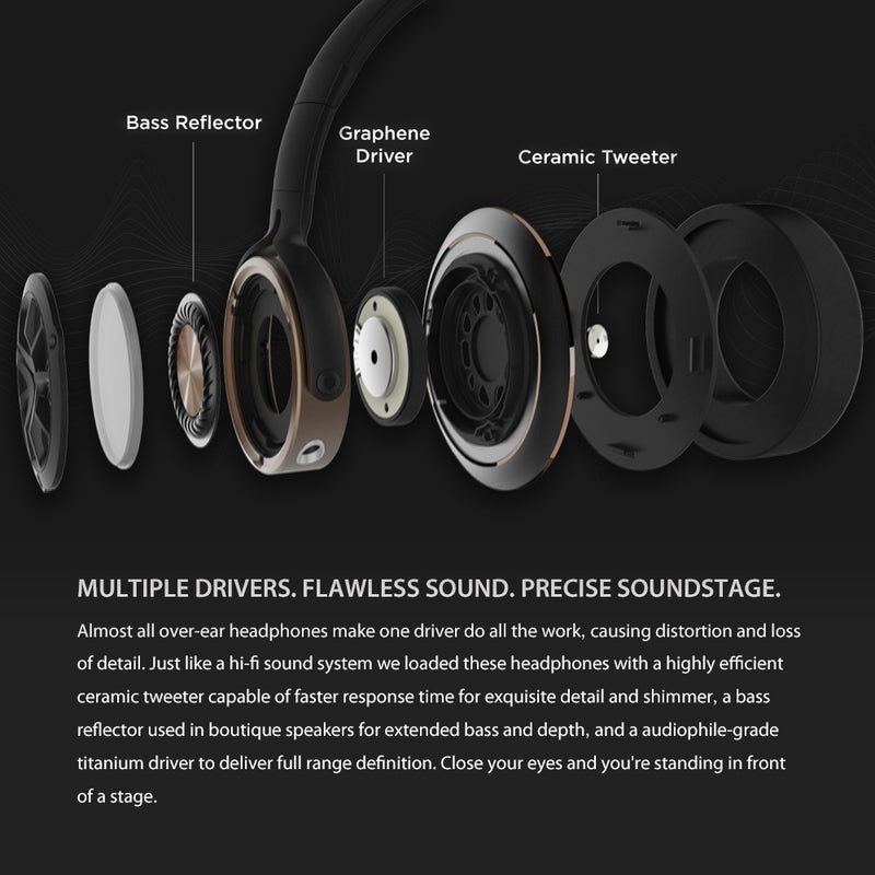 1MORE - Triple Driver Over-Ear Headphones With Mic Gold/Black - Image 1