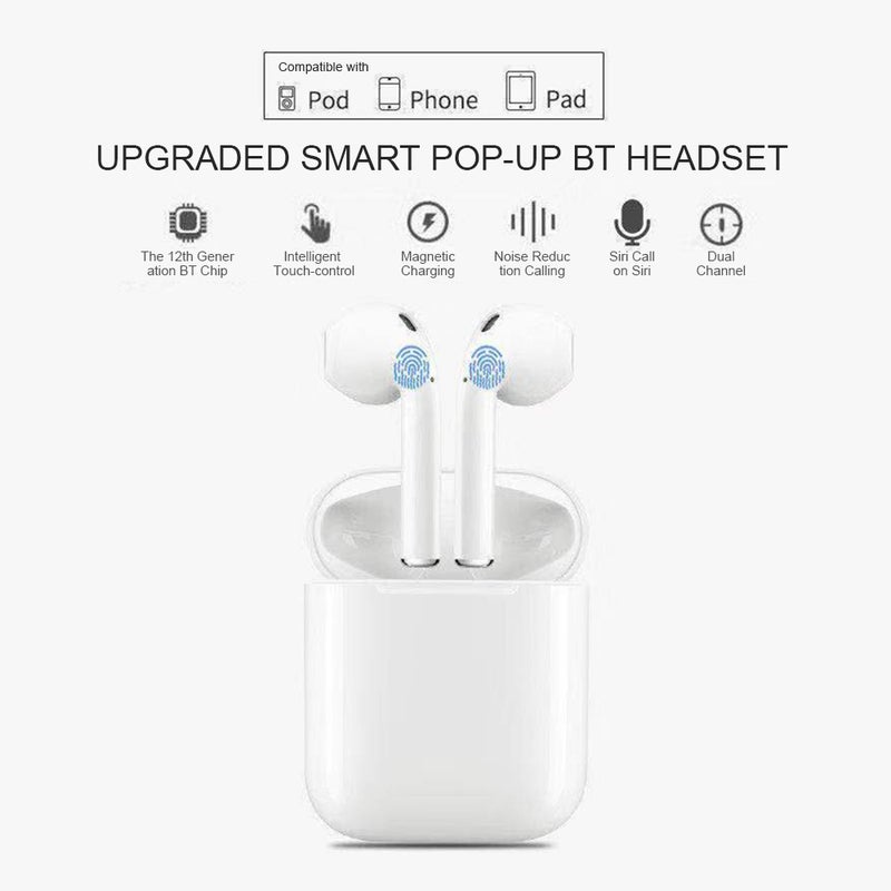 Generic i12 TWS BT 5.0 Wireless Earphones With 300mAh Charging Case White  - Image 5