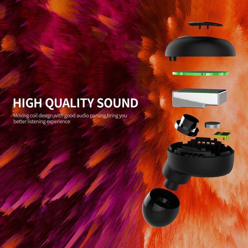 Generic - V2 TWS BT Mini Wireless Touch Control Earphones Black - Image 1