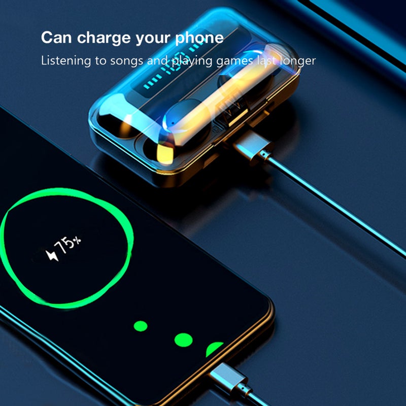 F9-6 TWS BT Wireless LED Digital Power Display Earphones With Charging Case White