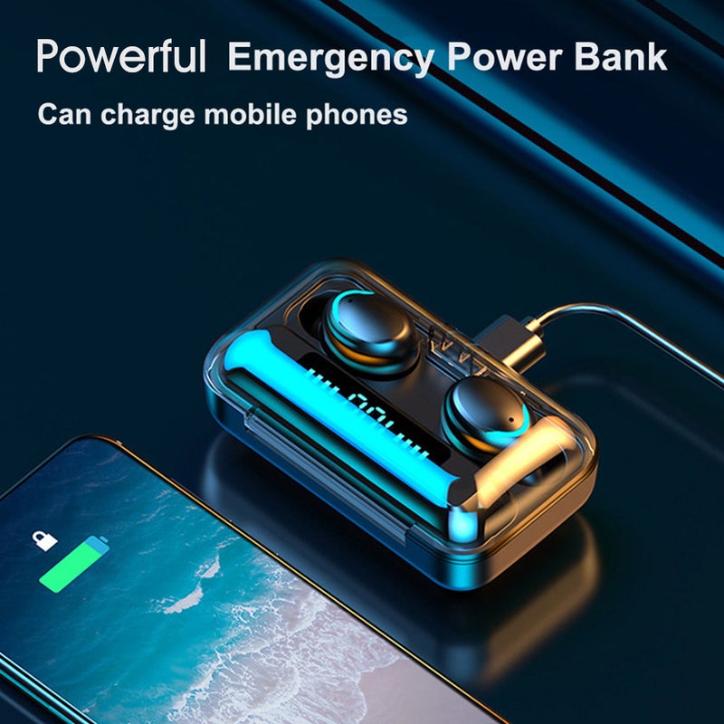 F9-6 TWS BT Wireless LED Digital Power Display Earphones With Charging Case White