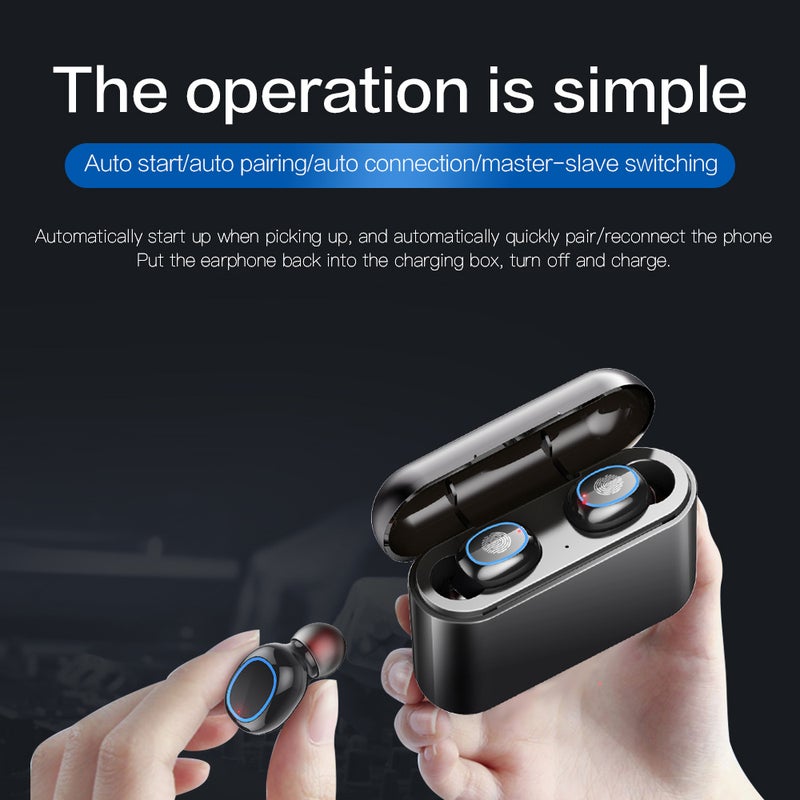 Generic - A2 TWS BT 5.0 Wireless Earphones With 2600mAh Charging Case Black - Image 1