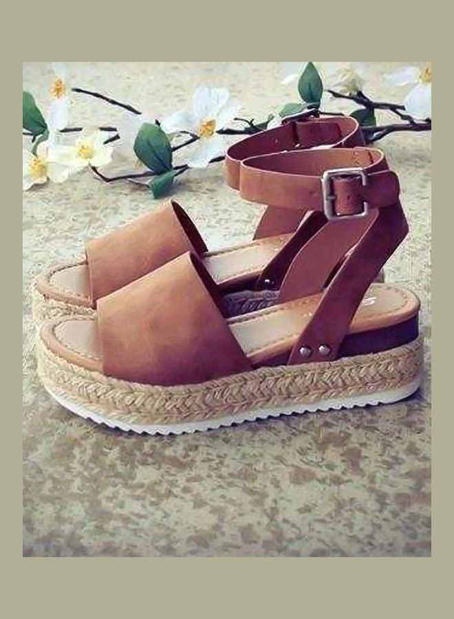 Women Fashion Summer Thick Heel Wedge Sandals Open Toe Fish Mouth Shape Shoes Black  - Image 3