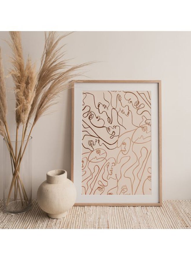 Boomah Accessories Fine Line Faces Equality Themed Poster With Frame Beige/Brown 30x40cm 