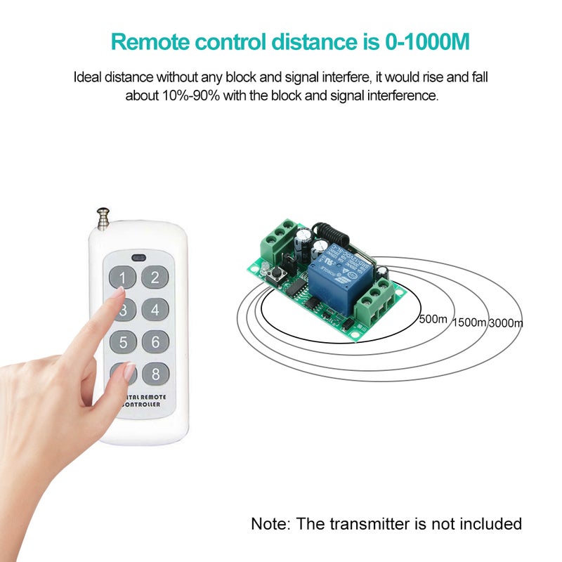 1000m Long Range Distance High Power 4CH Wireless Remote Control Transmitter White 12 x 9 x 1.5cm - Image 3