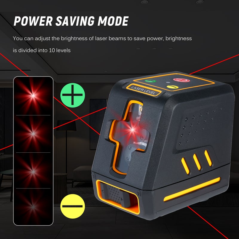 T07 Red Beam Professional Horizontal and Vertical Cross Line Self Leveler Black 13.5 x 8 x 12.5cm - Image 2