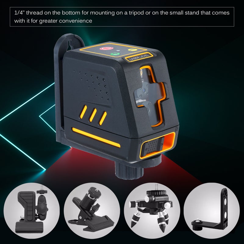 T07 Red Beam Professional Horizontal and Vertical Cross Line Self Leveler Black 13.5 x 8 x 12.5cm - Image 3