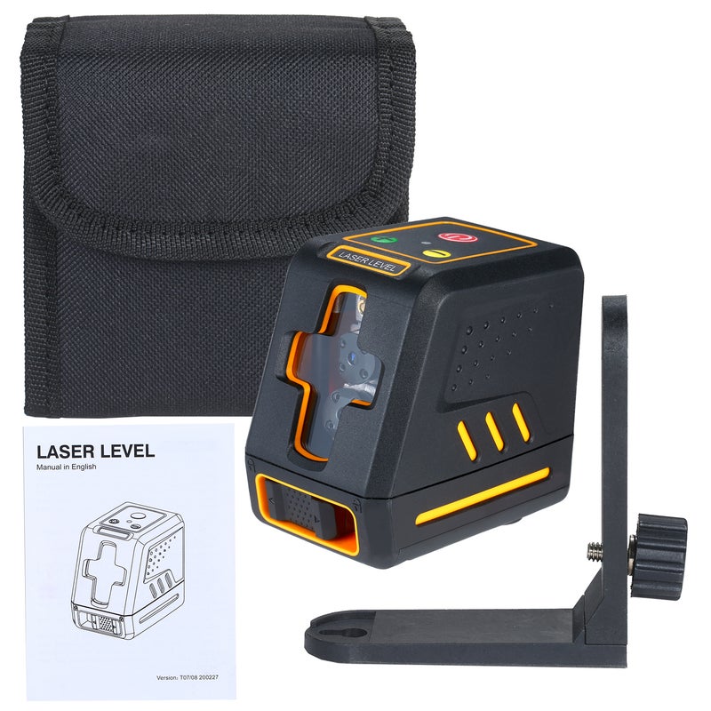 T07 Red Beam Professional Horizontal and Vertical Cross Line Self Leveler Black 13.5 x 8 x 12.5cm - Image 4