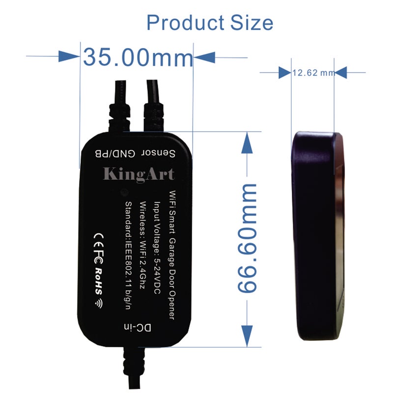 Smart Wi-Fi Garage Door Controller Black 10 x 5 x 10cm - Image 2