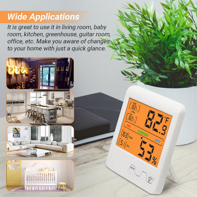 Digital Indoor Hygrometer White 12 x 3 x 10.70cm - Image 1