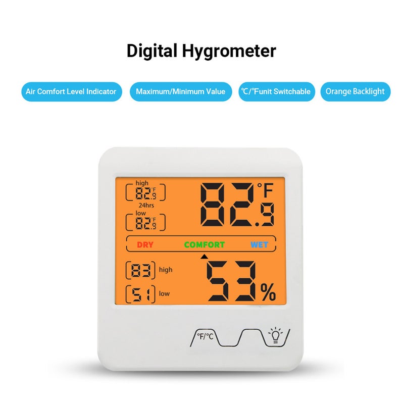 Digital Indoor Hygrometer White 12 x 3 x 10.70cm - Image 4