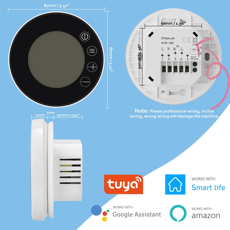 Tuya WiFi LCD Display Intelligent Thermostat Programmable Temperature Controller Black 11 x 5.7 x 9.8cm - Image 3