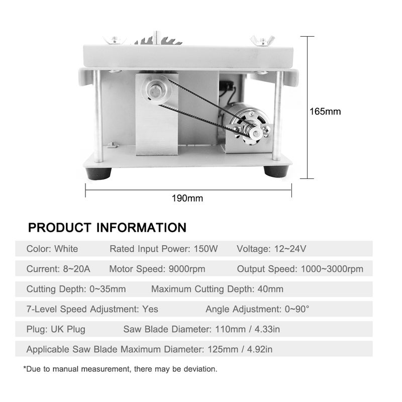 150W Multi-Functional Table Saw White 29 x 17 x 19cm  - Image 5