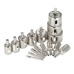 مجموعة مثاقيب لمنشار ثقب الزجاج مقاس 6-50 مم مكونة من 16 قطعة فضي 12 x 5.5 x 10سم