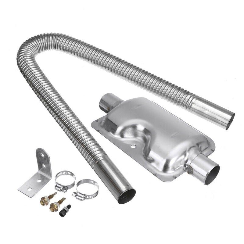Air Diesel Heater Silencer Muffler Set Kit Silver 30 x 8 x 10cm