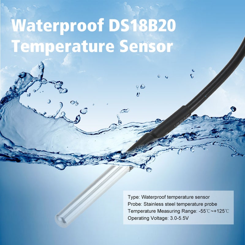 SONOFF - 3 Pieces Sonoff Waterproof DS18B20 Temperature Sensor Black 12 x 8 x 6cm - Image 1