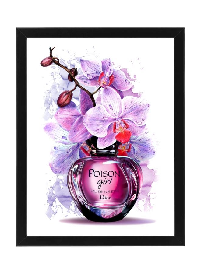 إكسسوارات بومة ملصق توضيحي لزجاجة عطر بويزن جيرل ديور مع إطار أبيض/وردي/أرجواني 30x40سم