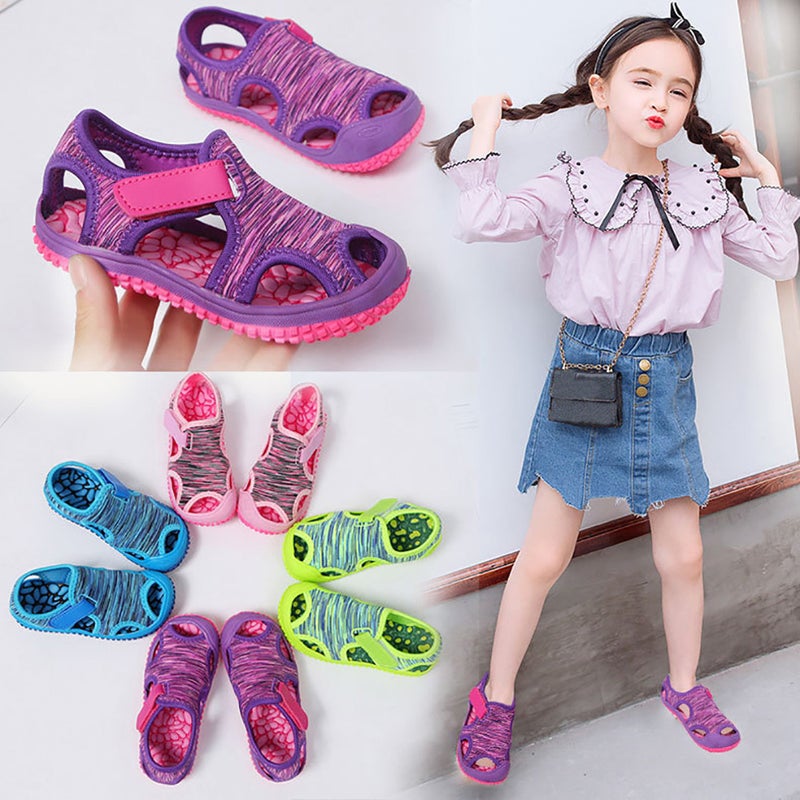 Generic - Kids Summer Camouflage Non-Slip Soft Soled Flat Shoes Closed Toe Beach Sandals Camouflage Green - Image 1