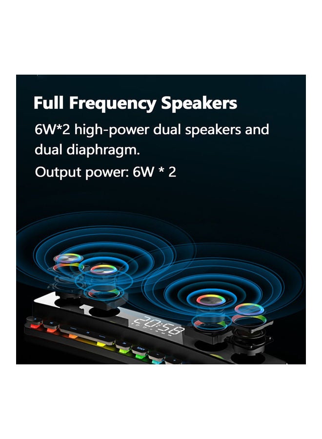 Portable BT Wireless Speaker Soundbar USB 3D Stereo Subwoofer Multifunctional Home Indoor Sound Machine Computer Loudspeaker V8160B-2-V Black  - Image 2